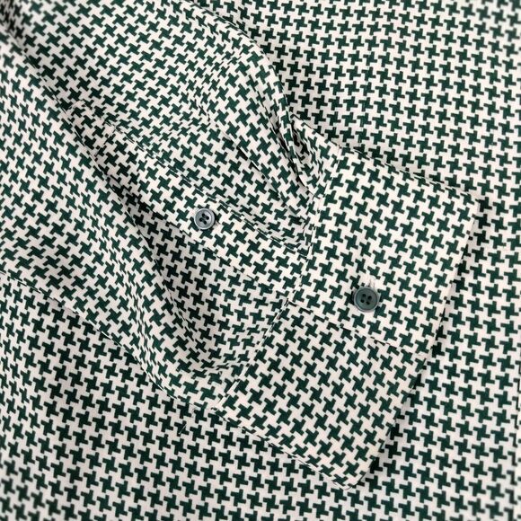 Talbots Blouse Womens 2X Green Houndstooth Long Sleeves Lightweight Button Up - Picture 7 of 12